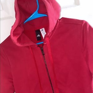 woman’s small adidas white & pink jacket with hoodie